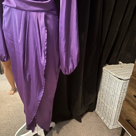 SHEIN Purple Satin Wrap Dress-NEW - Picture 6 of 7